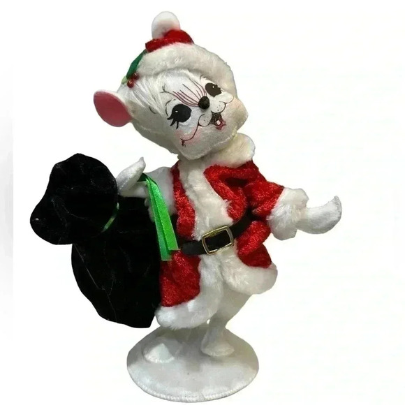ANNALEE MOUSE DRESS AS SANTA w/Green Sack 2012 - Picture 1 of 7
